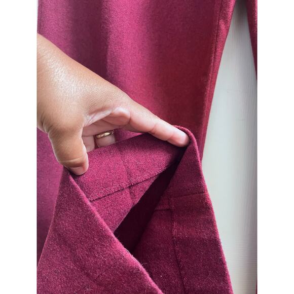 MNG Mango New Burgundy Wool Blend Size 14 Pant Long 34.5 Inch Inseam Office - Picture 7 of 14